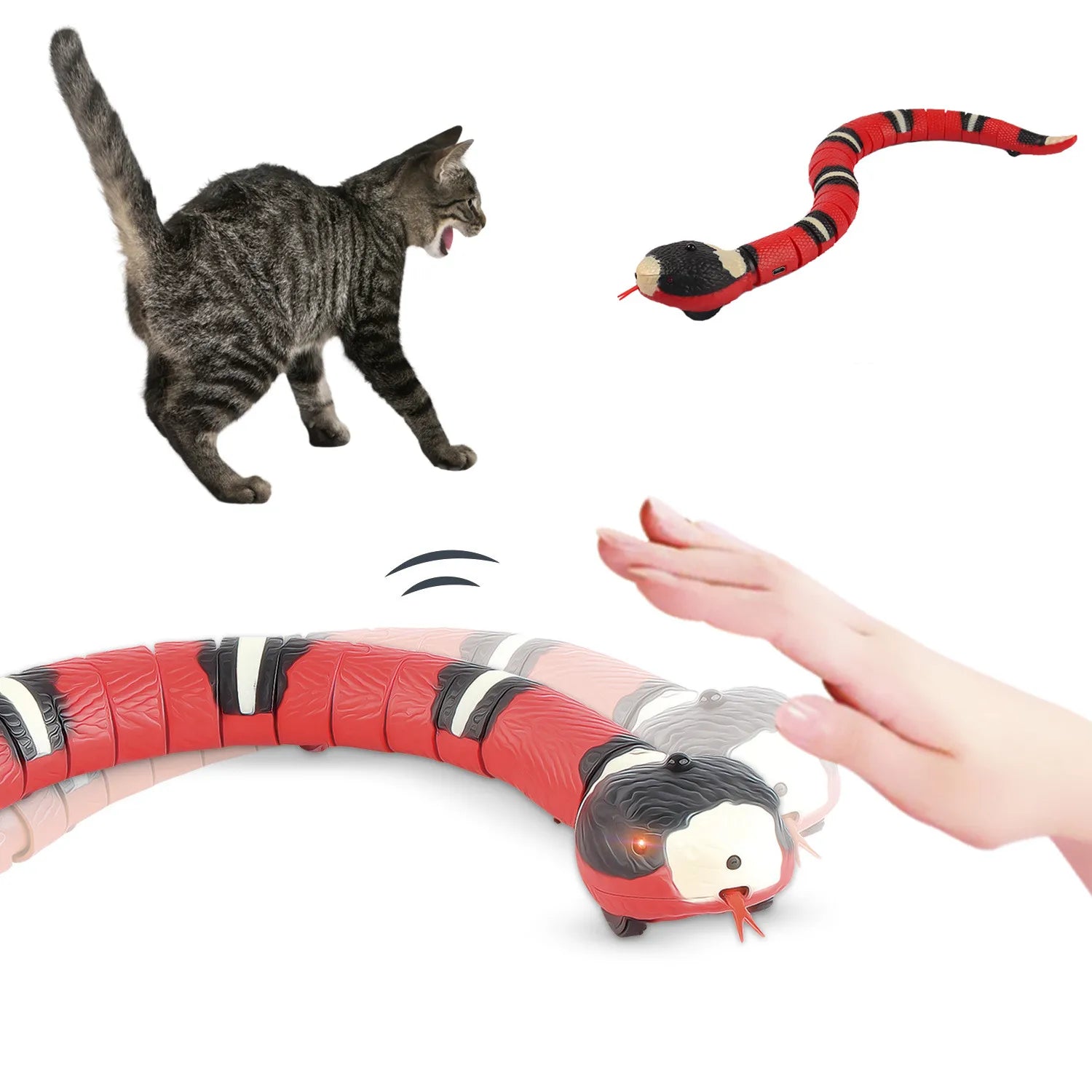 Serpiente electrónica automática, juguete recargable por USB para gatos y perros.